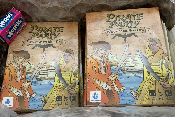 box of prototypes of the card game pirate party women of the high seas from Seaport Games